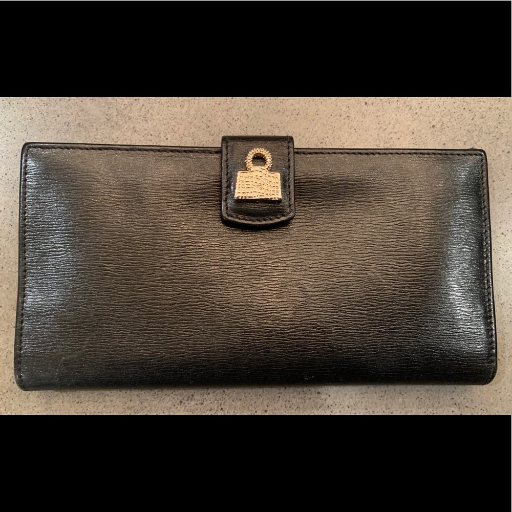 Judith Leiber Black Leather Wallet